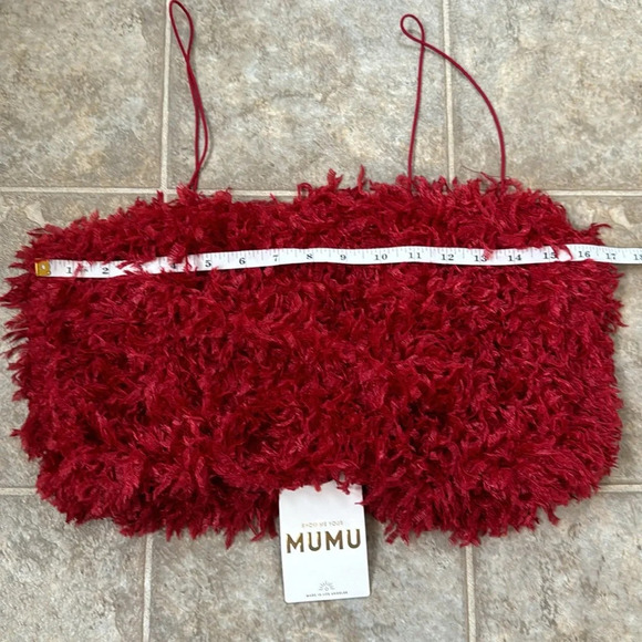 NWT Show Me Your Mumu She Cute Red Faux Feather Crop top XS - Picture 10 of 10